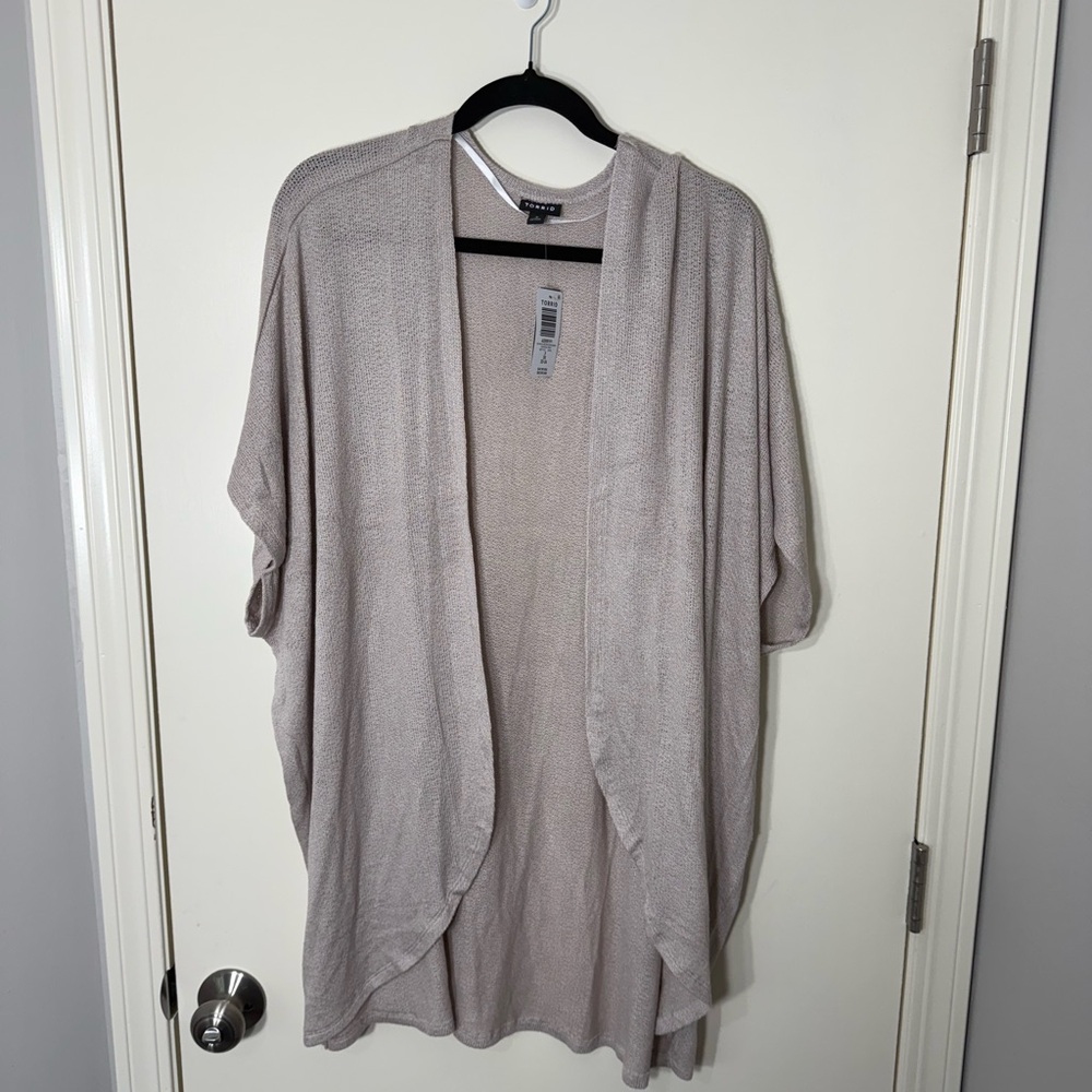 Torrid‎ Beige Super Soft Open Front Cocoon Cardigan Chateau Grey Plus Size 3X